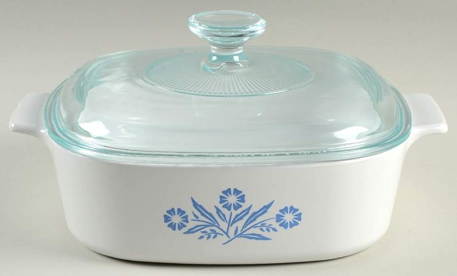 Cornflower Blue 2 Quart Square Casserole with Lid by Corning Corelle-1