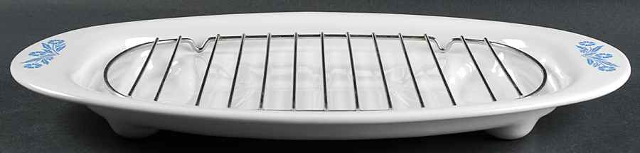 Cornflower Blue 16" Oval Roaster with Rack by Corning Corelle-1