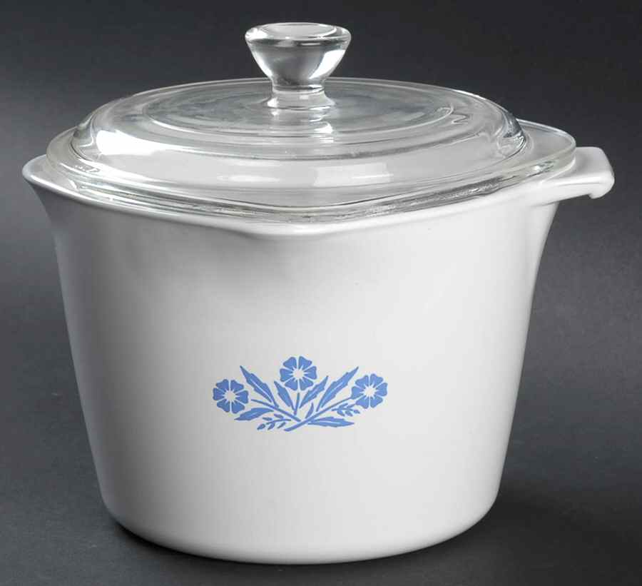 Cornflower Blue 1 Qt Sauce Maker & Glass Lid by Corning Corelle-1