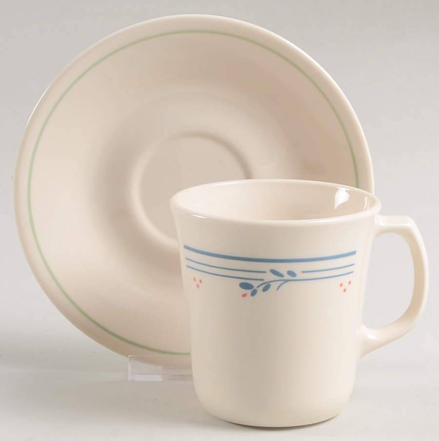 Country Violets Flat Cup & Saucer Set by Corning Corelle-1