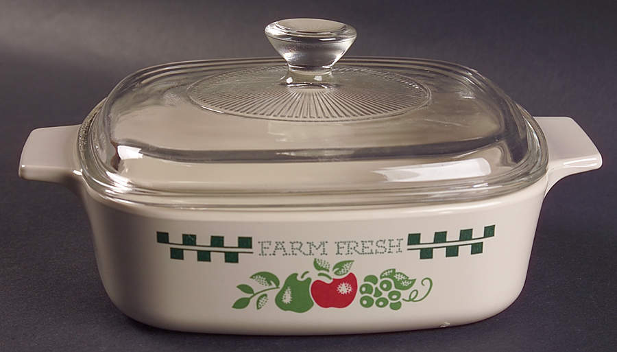Farm Fresh 1 Qt Square Casserole w/Glass or Plastic Lid by Corning Corelle-1