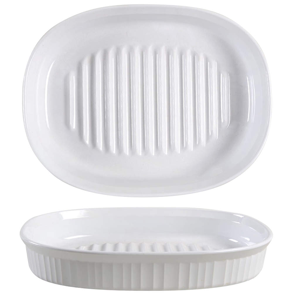 French White 12" Oblong Roaster by Corning Corelle-1