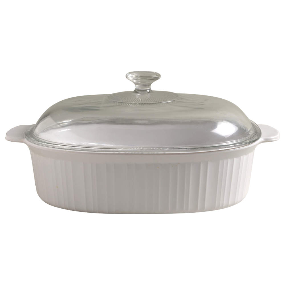 French White 4 Qt Oval Covered Casserole by Corning Corelle-1