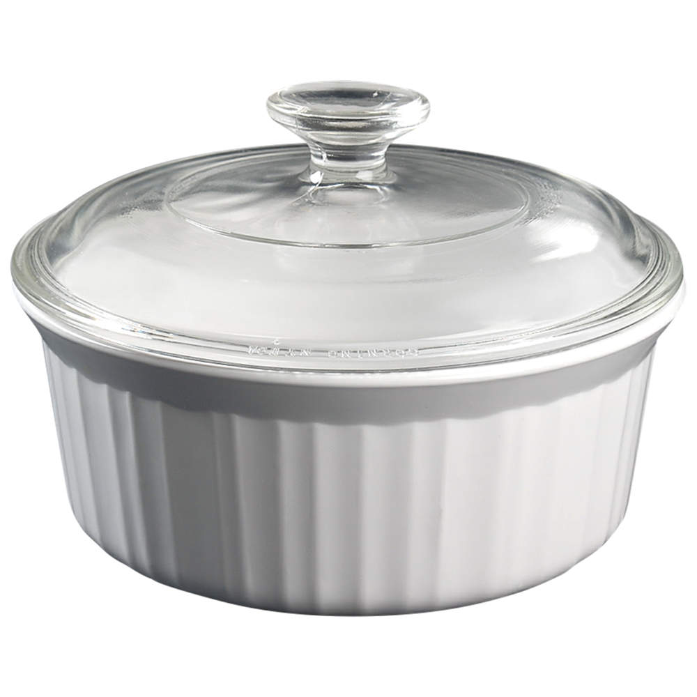 French White 1.5 Qt Round Covered Casserole by Corning Corelle-1