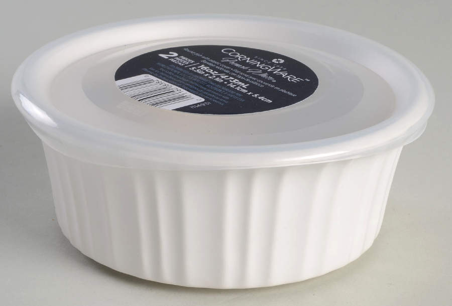 French White Individual Casserole & Plastic Lid by Corning Corelle-1
