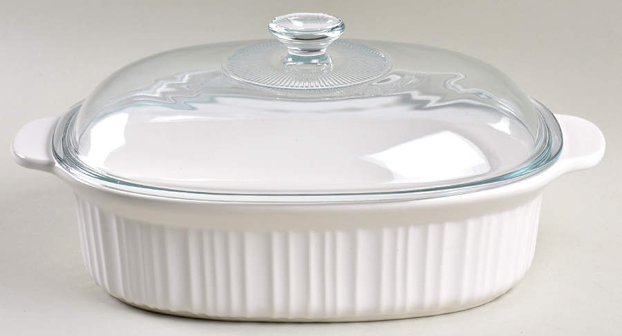 French White 4 Qt Oval Covered Casserole by Corning Corelle-1