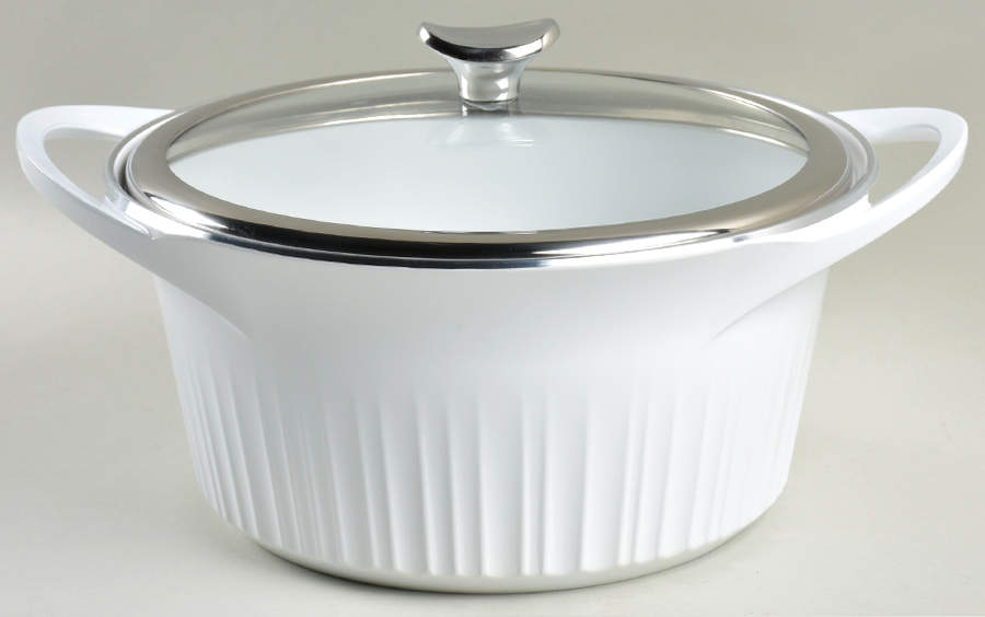 French White 5.5 Quart Metal Dutch Oven with Lid by Corning Corelle-1