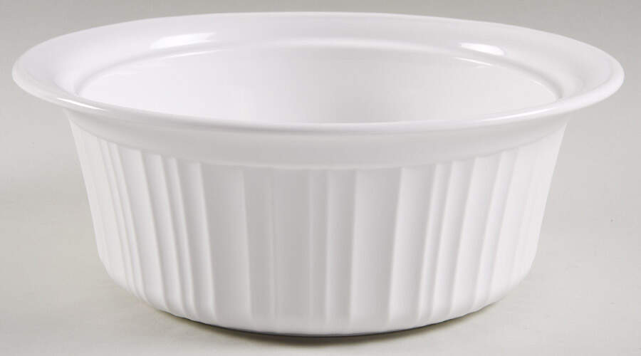 French White 2 Qt Round Covered Casserole No Glass Lid by Corning Corelle-1