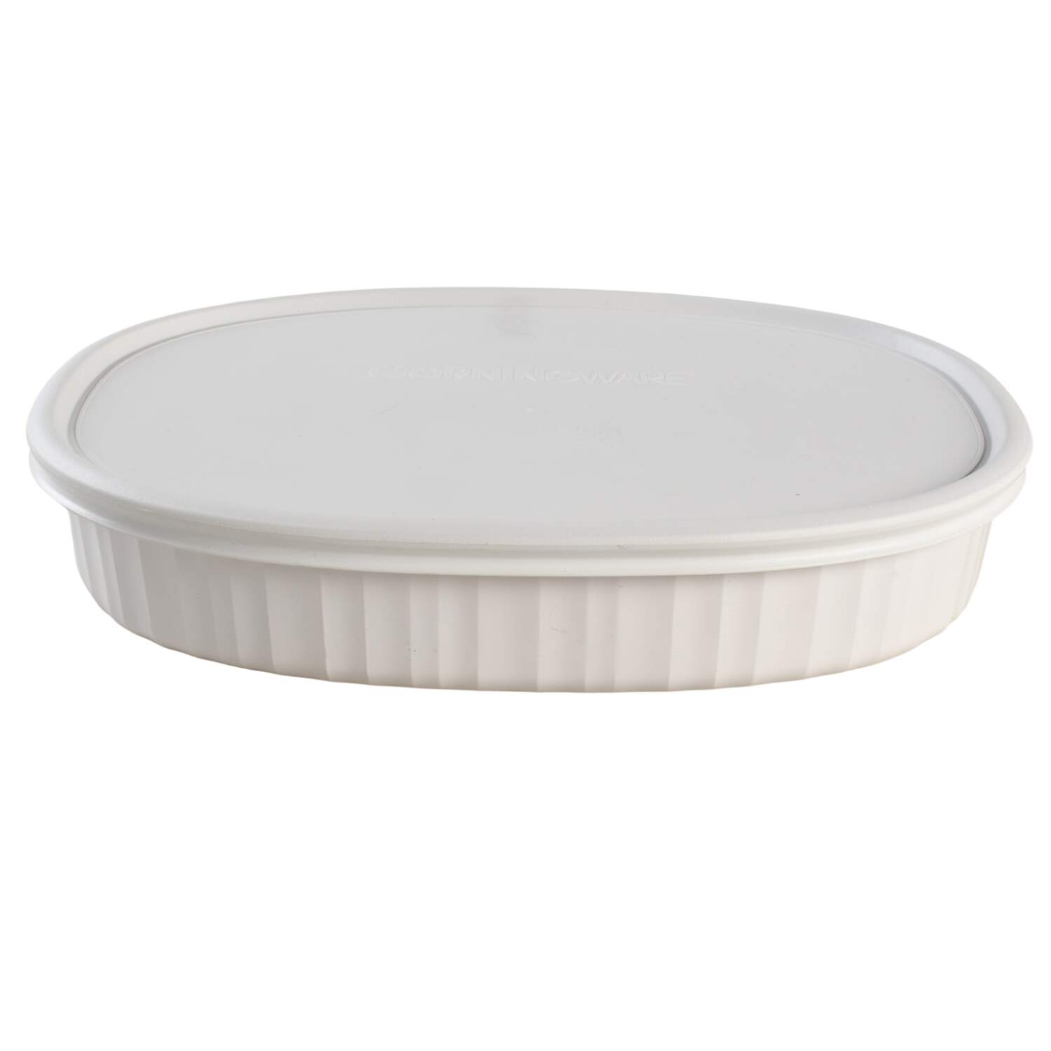 French White 2 Qt Oval Divided Covered Casserole by Corning Corelle-1