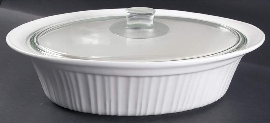French White 4 Quart Roaster & Glass Lid by Corning Corelle-1