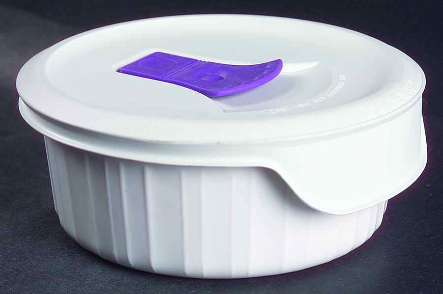 French White Individual Casserole & Plastic Lid by Corning Corelle-1