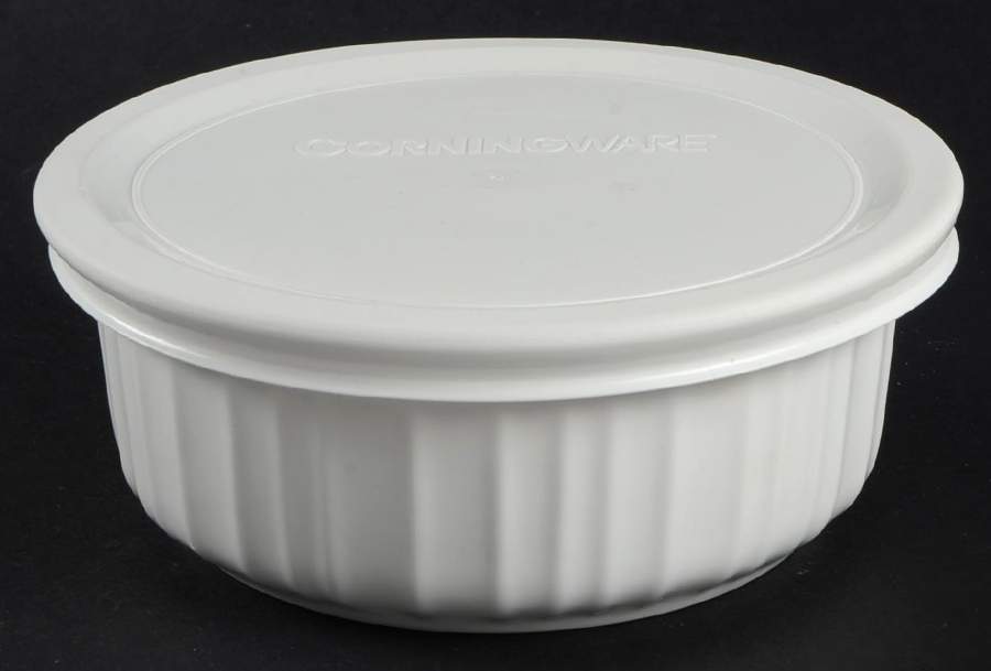 French White Individual Casserole & Plastic Lid by Corning Corelle-1