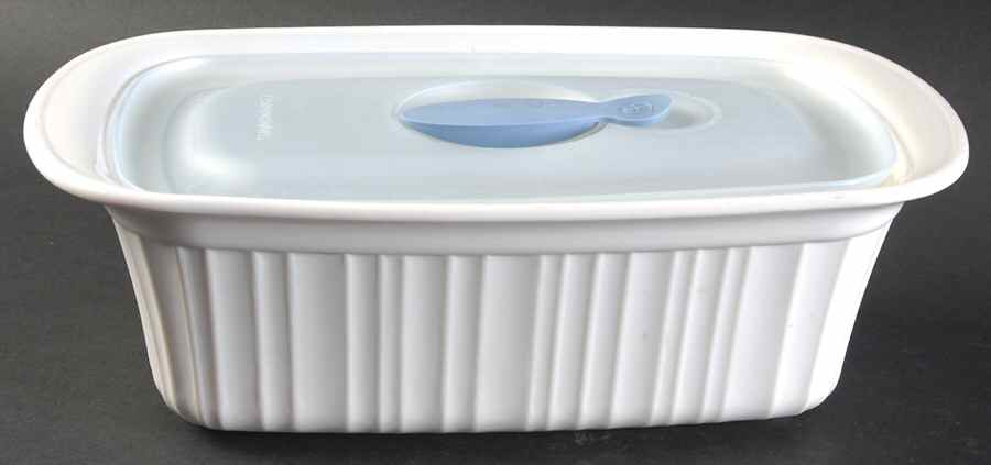 French White Loaf Pan & Plastic Lid by Corning Corelle-1