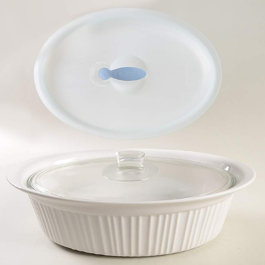 French White 4 Quart Roaster W/Glass & Plastic Vented Lid by Corning Corelle-1