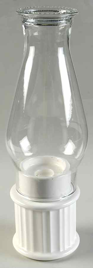 French White Hurricane Lamp & Globe by Corning Corelle-1
