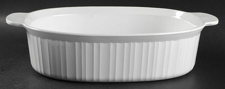 French White 4 Qt Oval Casserole No Lid by Corning Corelle-1
