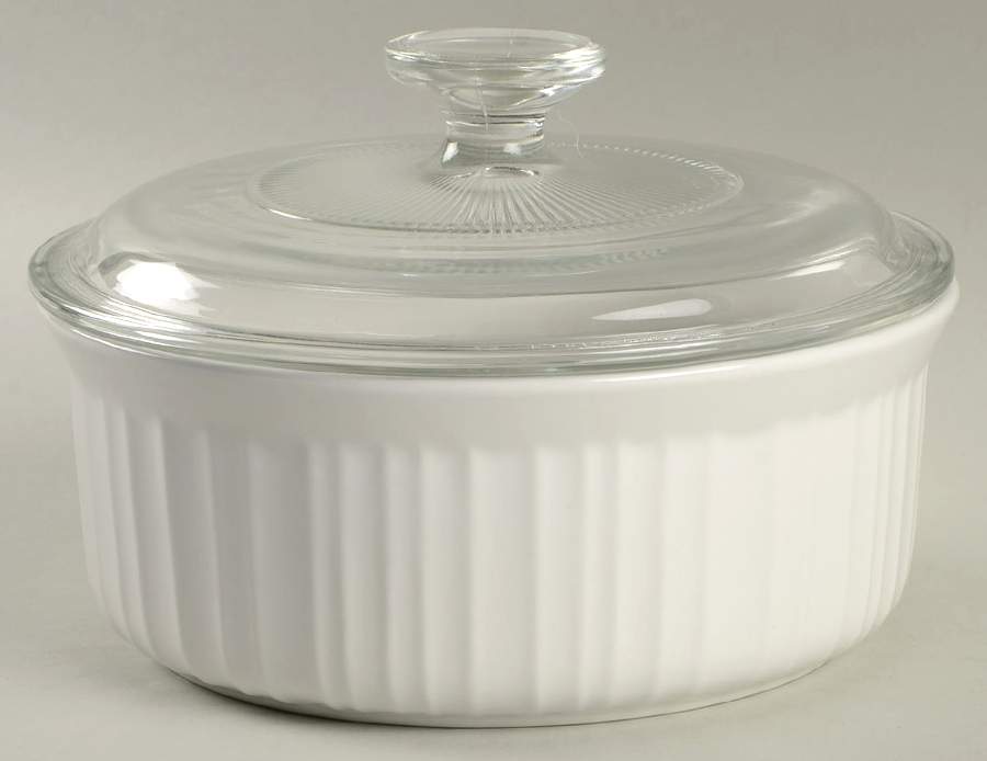 French White 1.5 Qt Round Covered Casserole by Corning Corelle-1
