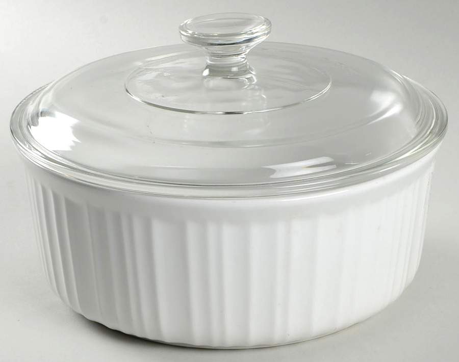 French White 2.5 Qt Round Covered Casserole by Corning Corelle-1