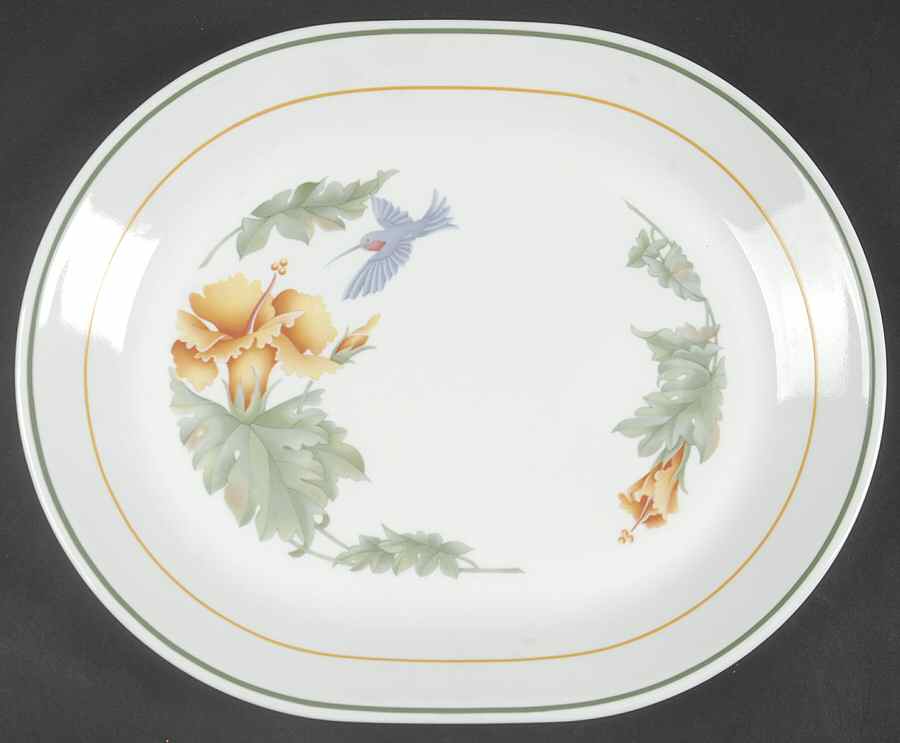 Hummingbird (Corelle) 12" Oval Serving Platter by Corning Corelle-1