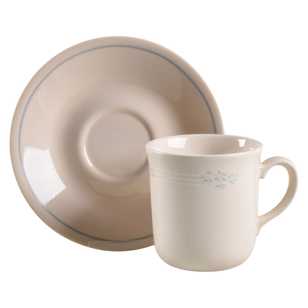 Lace Bouquet (Corelle) Flat Cup & Saucer Set by Corning Corelle-1