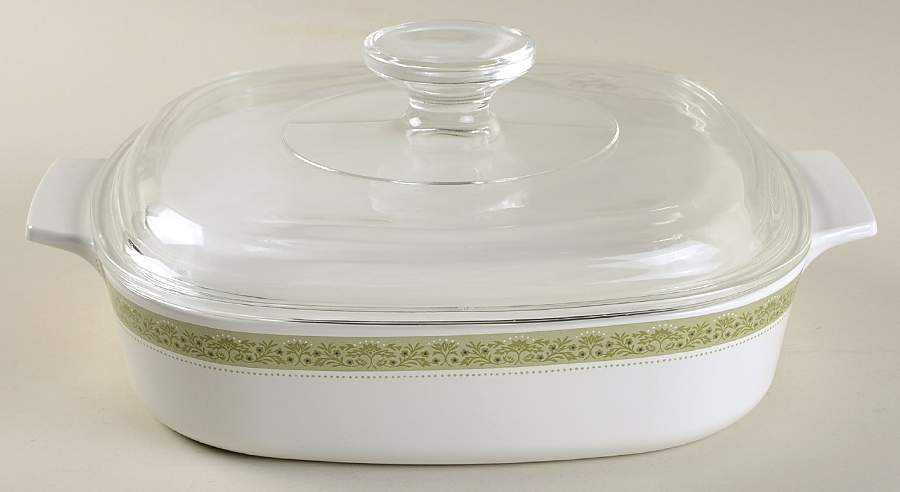 Lynwood Green 1.25 Quart Square Casserole with Lid by Corning Corelle-1