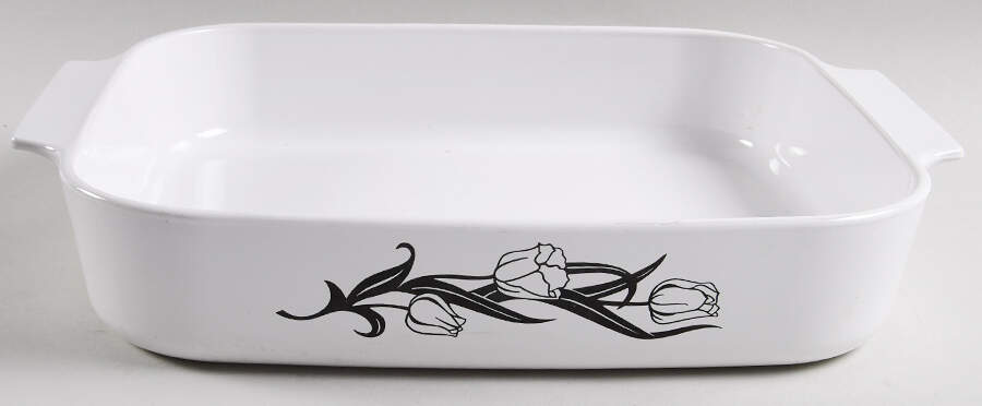Lyrics Black 12" Rectangular Roaster by Corning Corelle-1