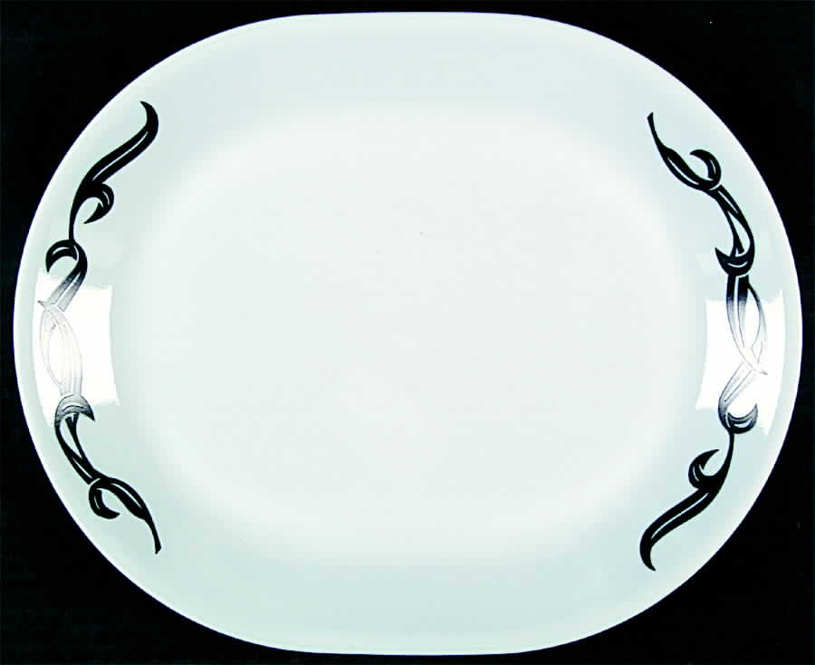 Lyrics Black 12" Oval Serving Platter by Corning Corelle-1