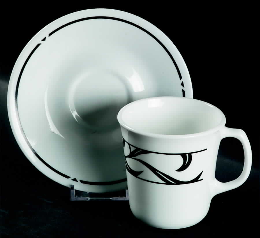 Lyrics Black Mug/Cup & Saucer Set by Corning Corelle-1