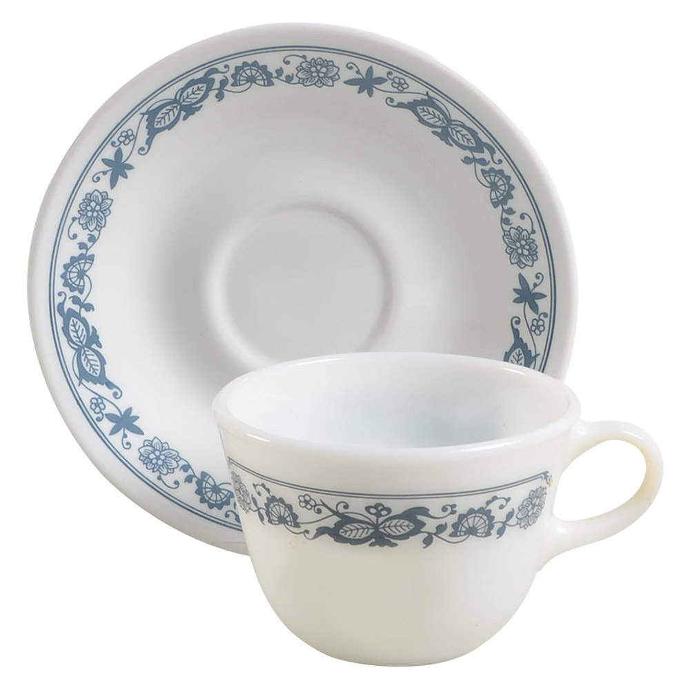 Old Town Blue (Corelle) Flat Cup & Saucer Set by Corning Corelle-1