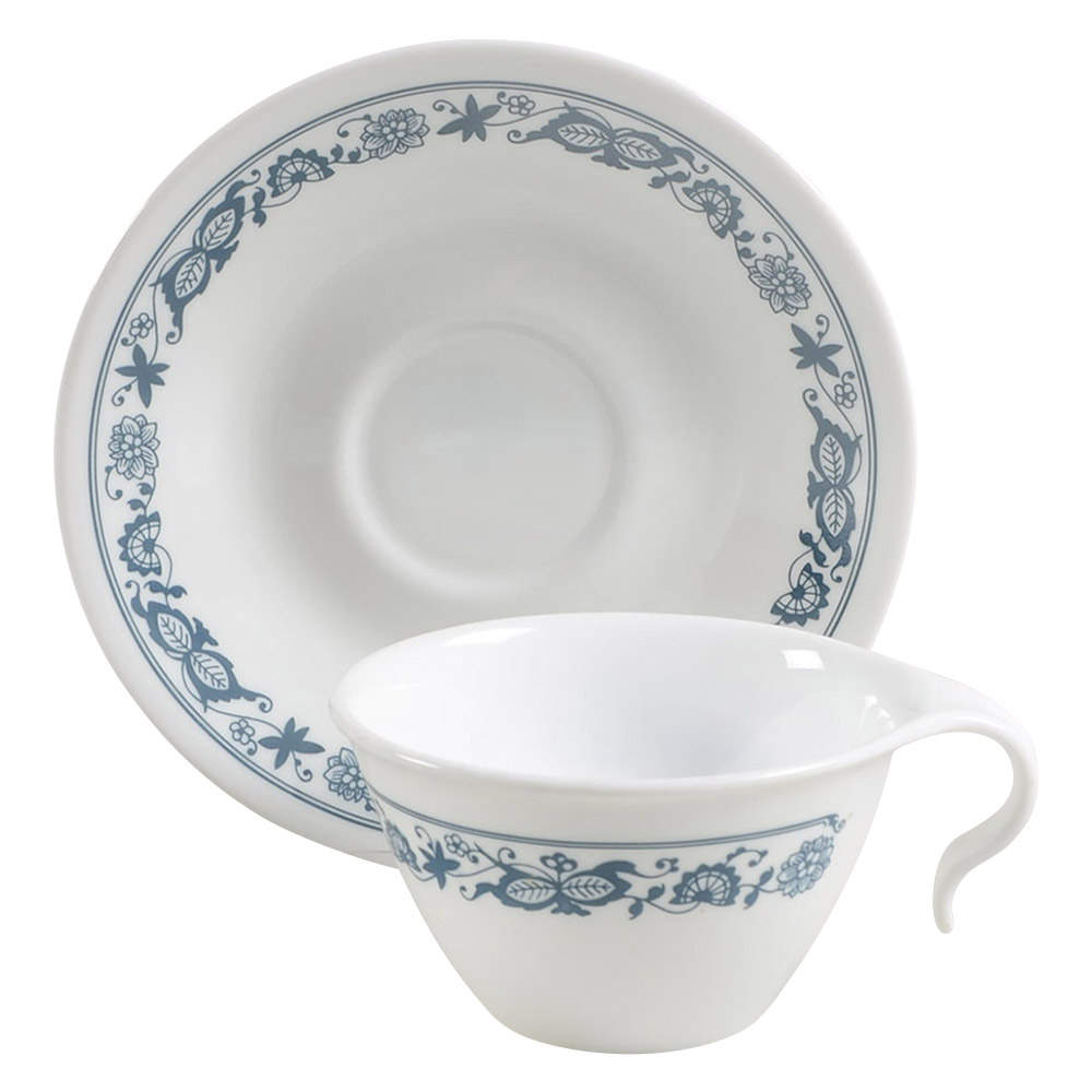 Old Town Blue (Corelle) Flat Cup & Saucer Set by Corning Corelle-1