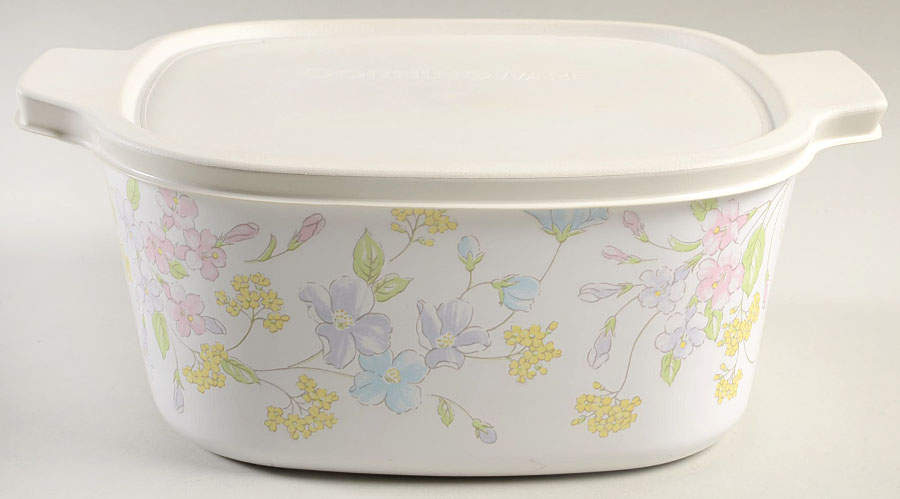 Pastel Bouquet (Corelle) 3 Quart Square Casserole with Lid by Corning Corelle-1