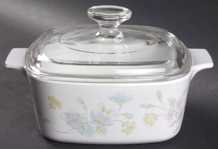 Pastel Bouquet (Corelle) 1.5 Quart Square Casserole with Lid by Corning Corelle-1