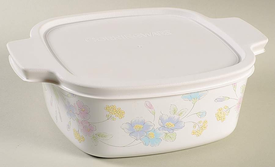 Pastel Bouquet (Corelle) 1.5 Quart Square Casserole with Lid by Corning Corelle-1