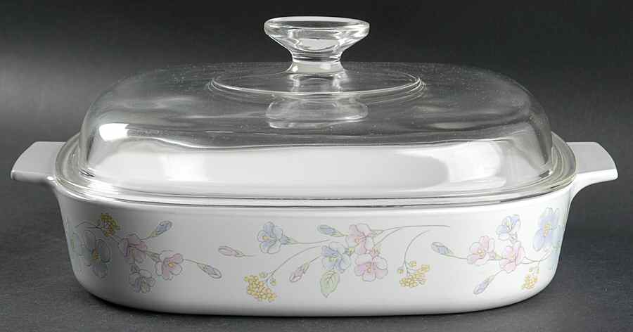 Pastel Bouquet (Corelle) 2.5 Quart Square Casserole with Lid by Corning Corelle-1