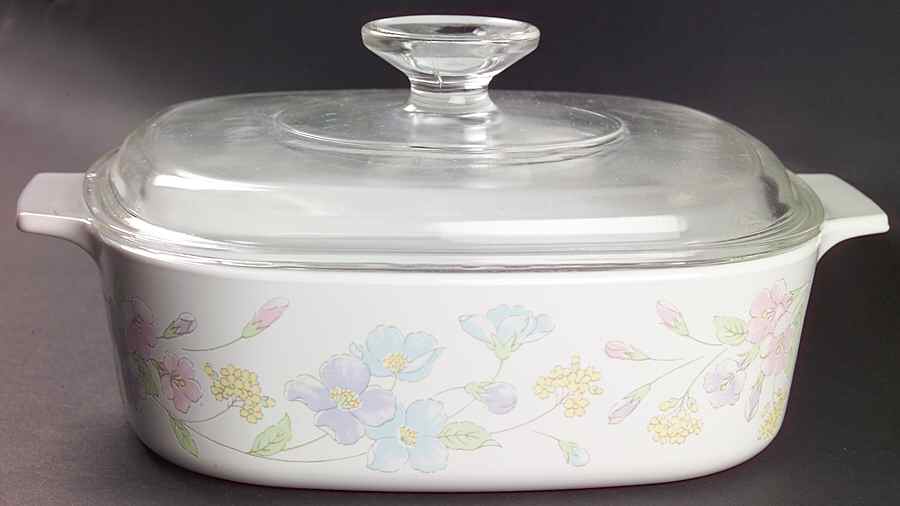 Pastel Bouquet (Corelle) 2 Quart Square Casserole with Lid by Corning Corelle-1