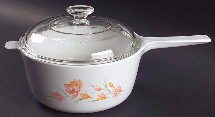 Peach Floral (Corelle) 2.5 Qt Saucepan W/Glass Lid by Corning Corelle-1