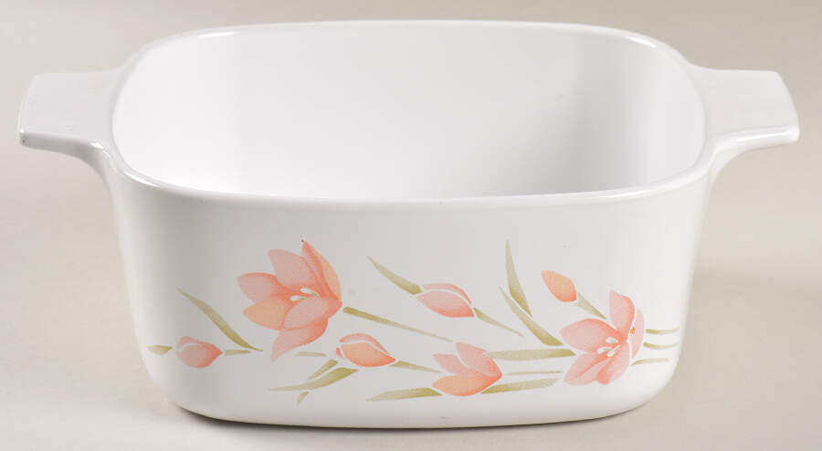 Peach Floral (Corelle) 1.5 Quart Square Casserole No Lid by Corning Corelle-1