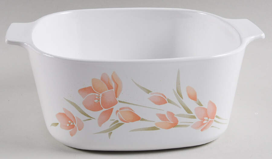 Peach Floral (Corelle) 3 Quart Square Casserole No Lid by Corning Corelle-1