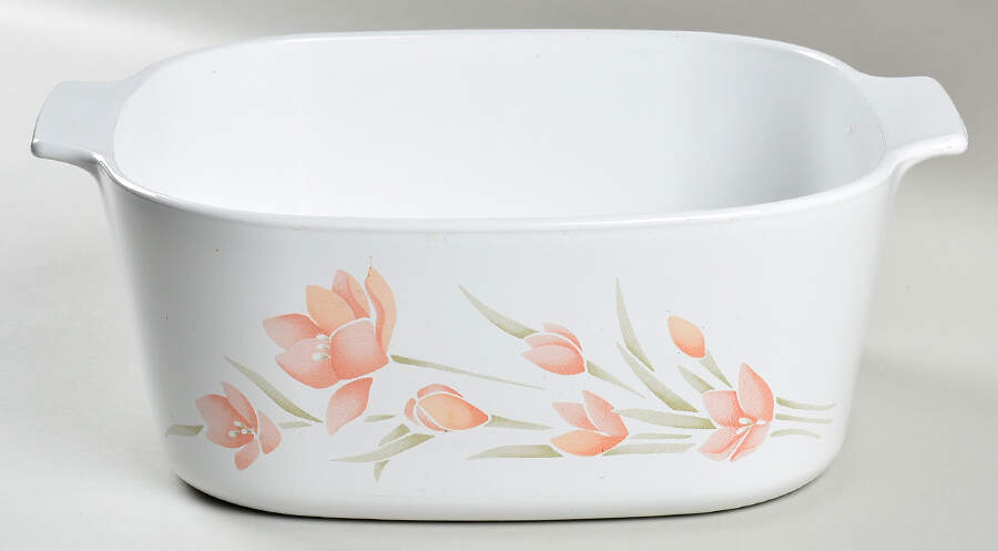 Peach Floral (Corelle) 5 Quart Square Casserole No Lid by Corning Corelle-1