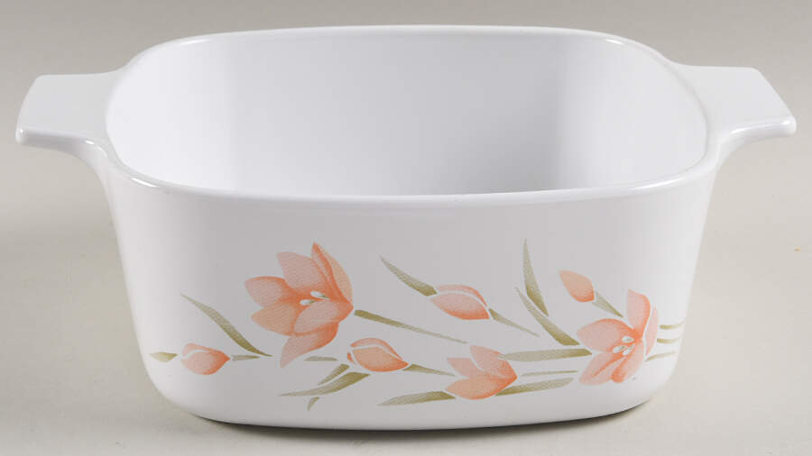 Peach Floral (Corelle) 1.5 Quart Square Casserole No Ceramic Lid by Corning Corelle-1