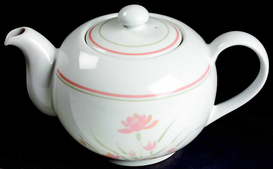 Peach Floral (Corelle) Teapot & Lid by Corning Corelle-1