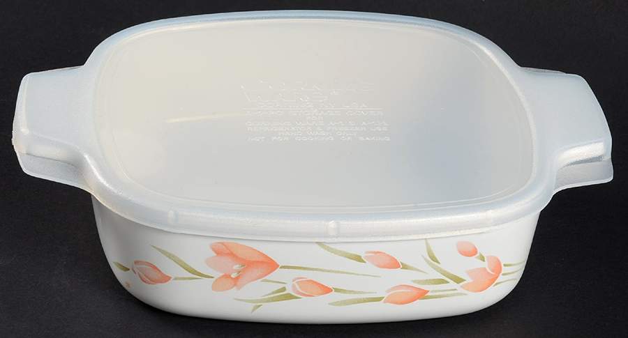 Peach Floral (Corelle) 1 Quart Square Casserole with Lid by Corning Corelle-1
