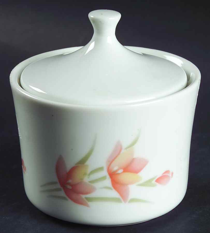 Peach Floral (Corelle) Sugar Bowl & Lid by Corning Corelle-1