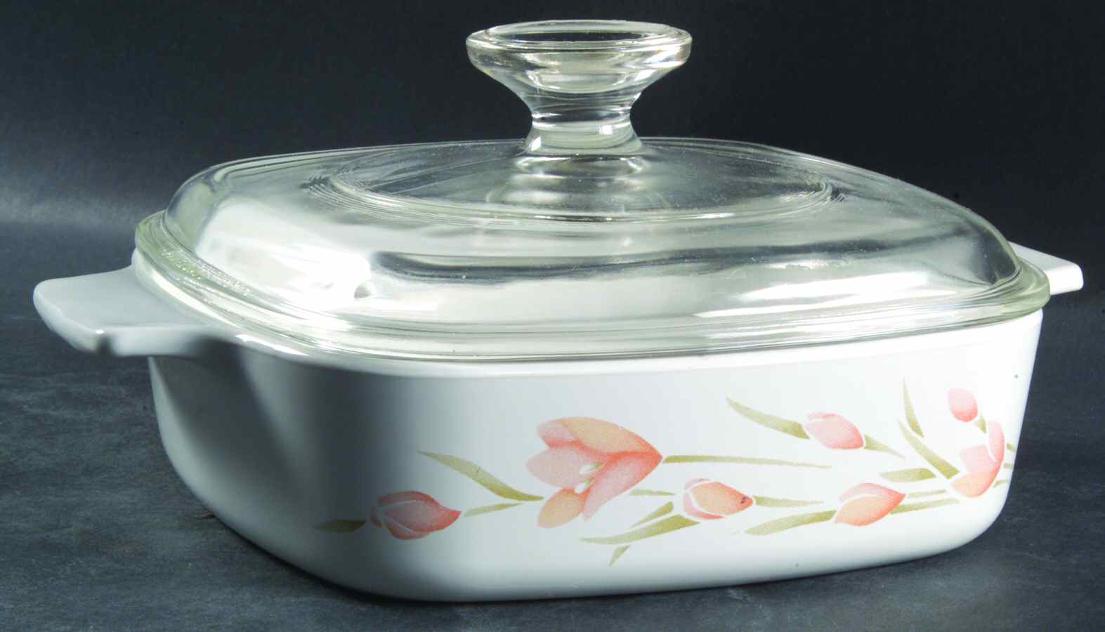 Peach Floral (Corelle) 1 Qt Square Casserole w/Glass or Plastic Lid by Corning Corelle-1