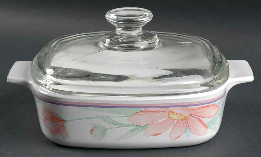Peony 1 Quart Square Casserole with Lid by Corning Corelle-1