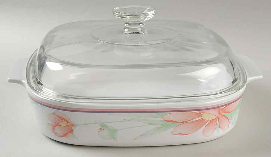 Peony 2.5 Quart Square Casserole with Lid by Corning Corelle-1