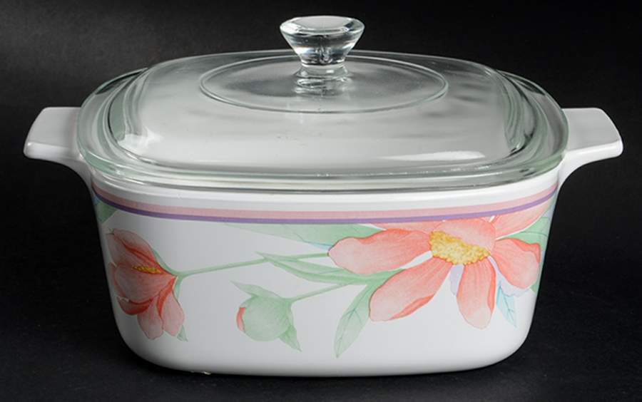 Peony 1.5 Quart Square Casserole with Lid by Corning Corelle-1