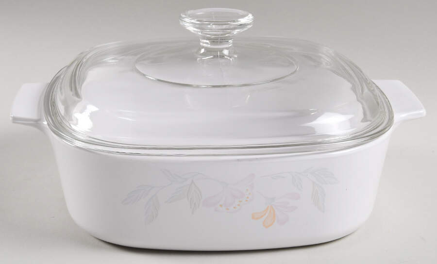 Pink Trio (Corelle) 2 Quart Square Casserole with Lid by Corning Corelle-1