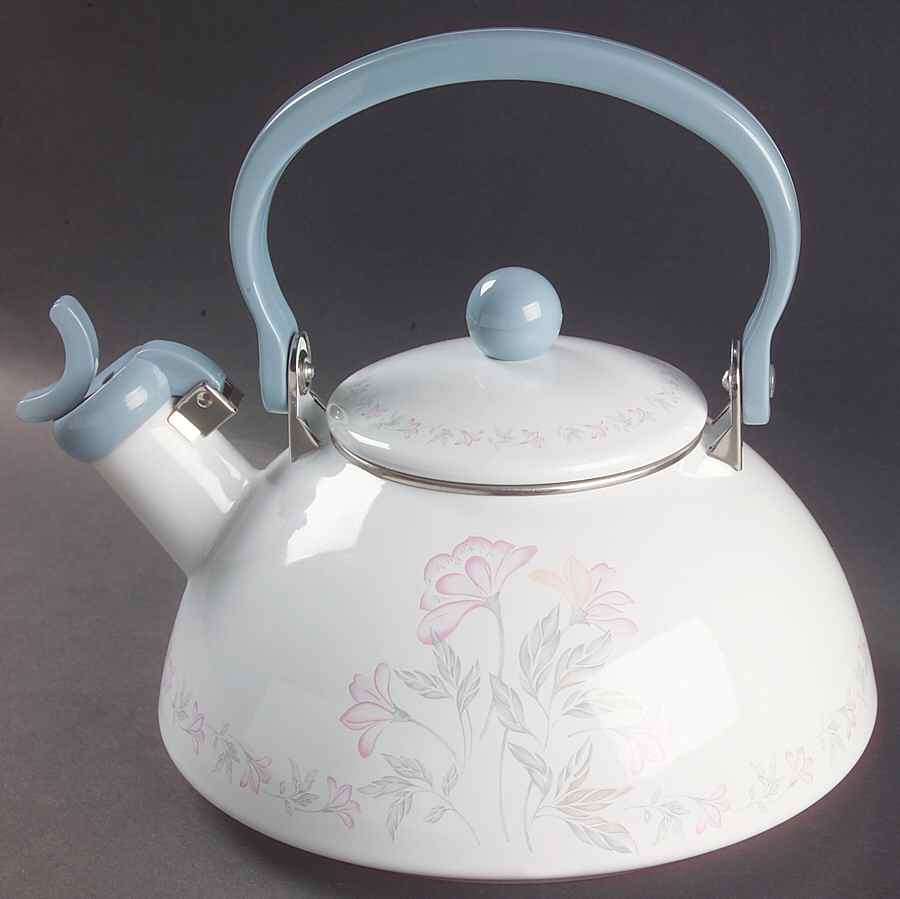Pink Trio (Corelle) Metal Whistler Kettle & Lid by Corning Corelle-1
