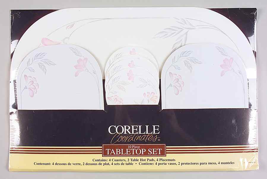 Pink Trio (Corelle) Tabletop Set-10pc(4coasters,2 Hot Pads,4placemats) by Corning Corelle-1